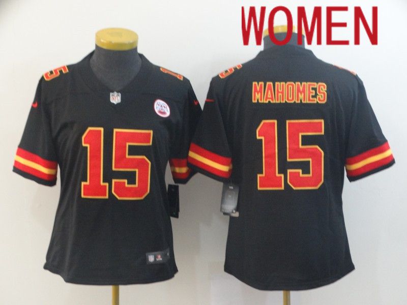 Women Kansas City Chiefs 15 Mahomes Black Nike Vapor Untouchable Limited NFL Jersey